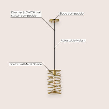 Helisa 7.25" Modern Contemporary Iron Spiral LED Pendant - JONATHAN Y